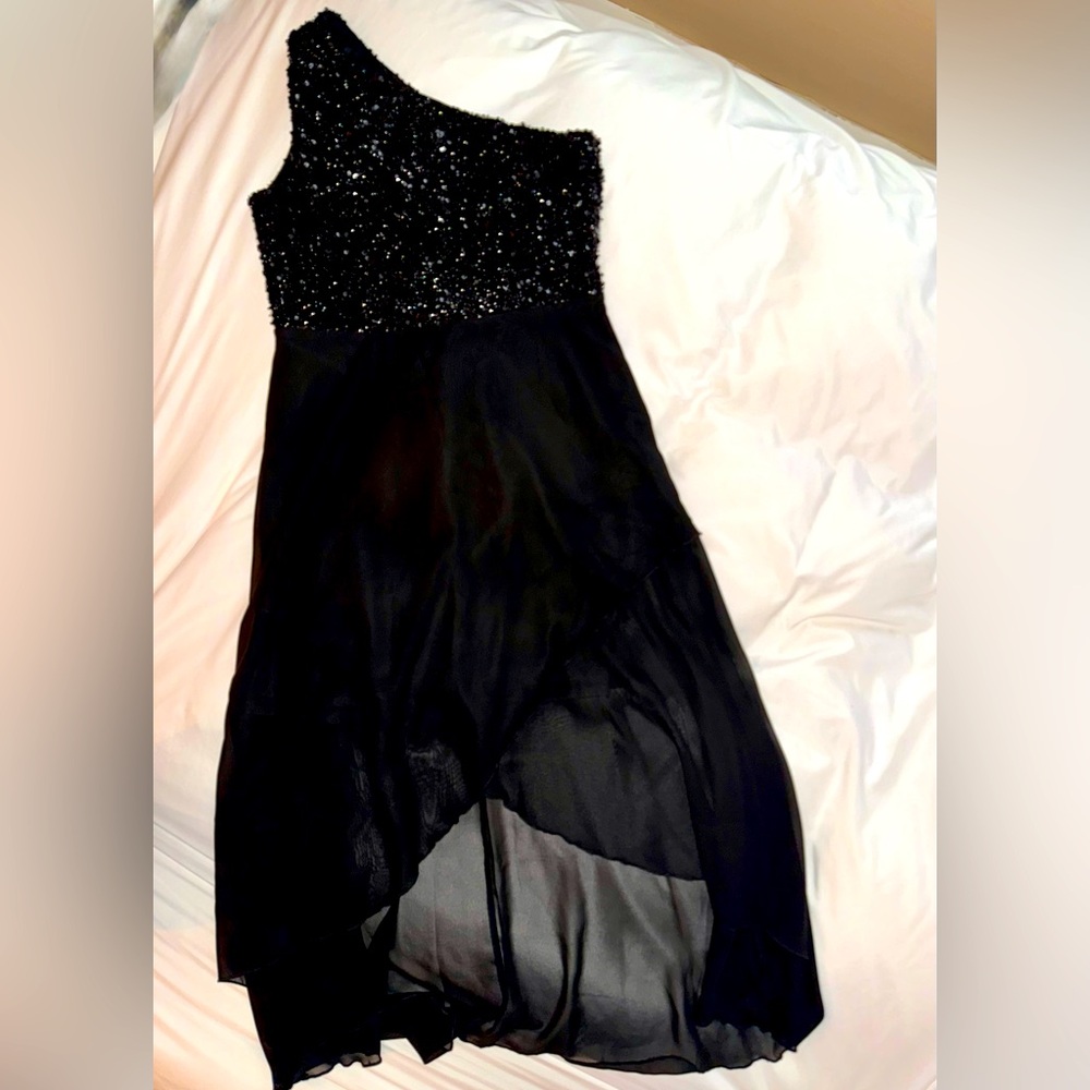 SHEIN Black One-Shoulder Sequin Dress